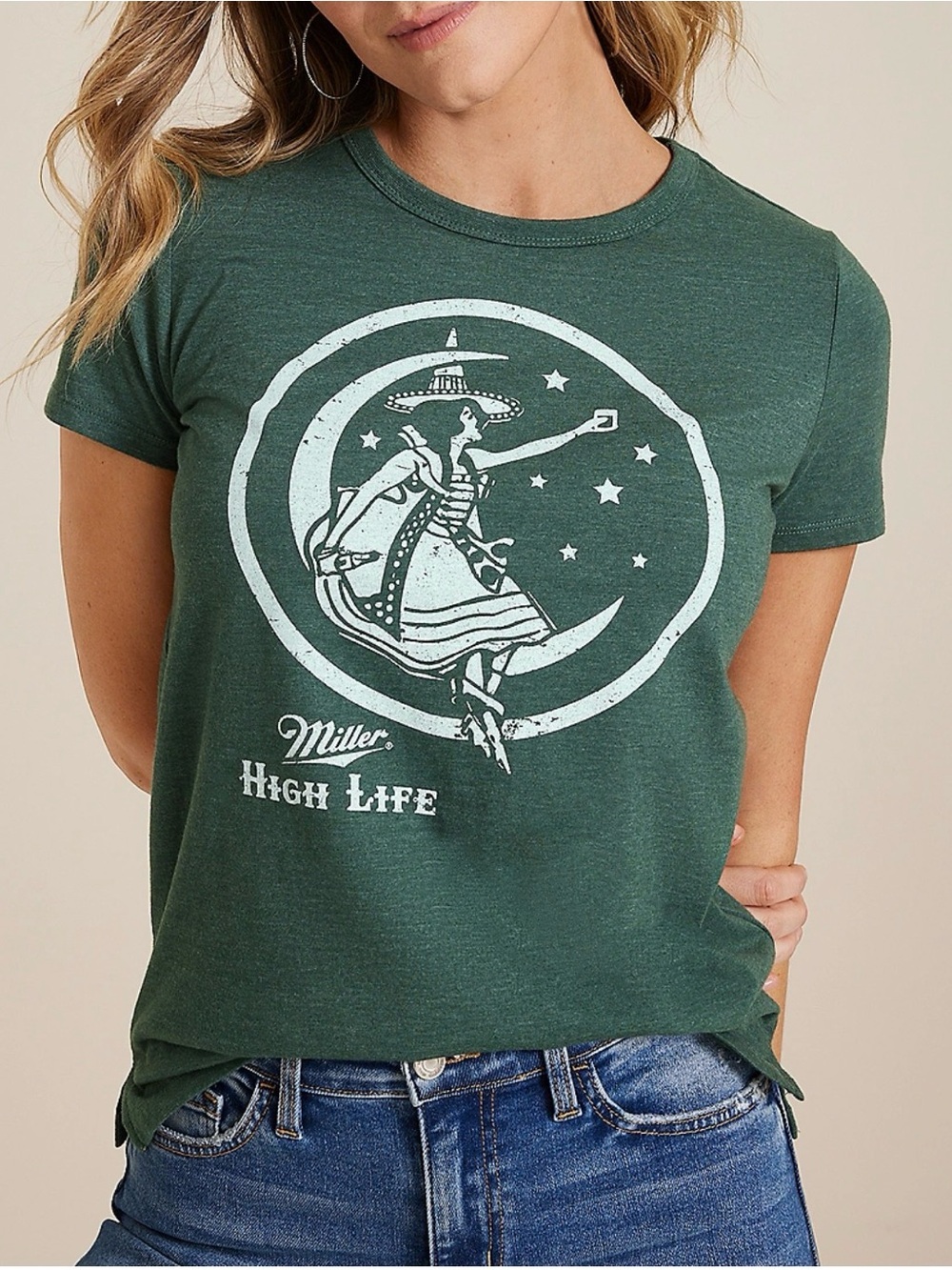 Hybrid Apparel Green XXL Miller High Life Tee with “The Girl in the Moon”